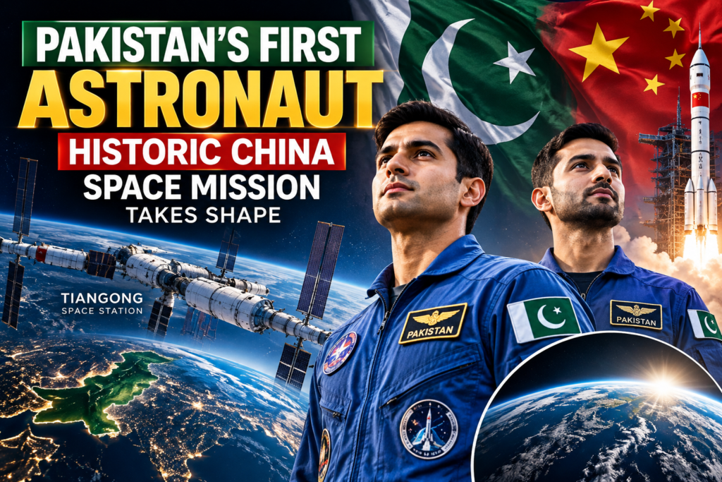Pakistan first astronaut 2026 showing Pakistani pilots preparing for a China Tiangong space mission