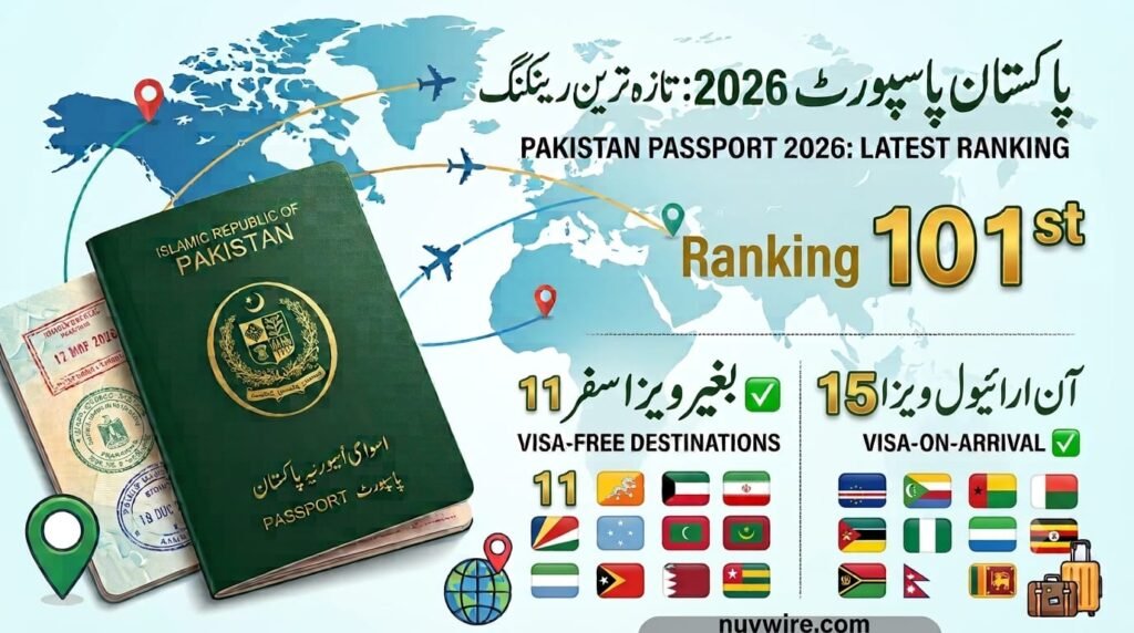 Pakistan Passport 2026 ranking 101st with visa-free and visa-on-arrival travel destinations